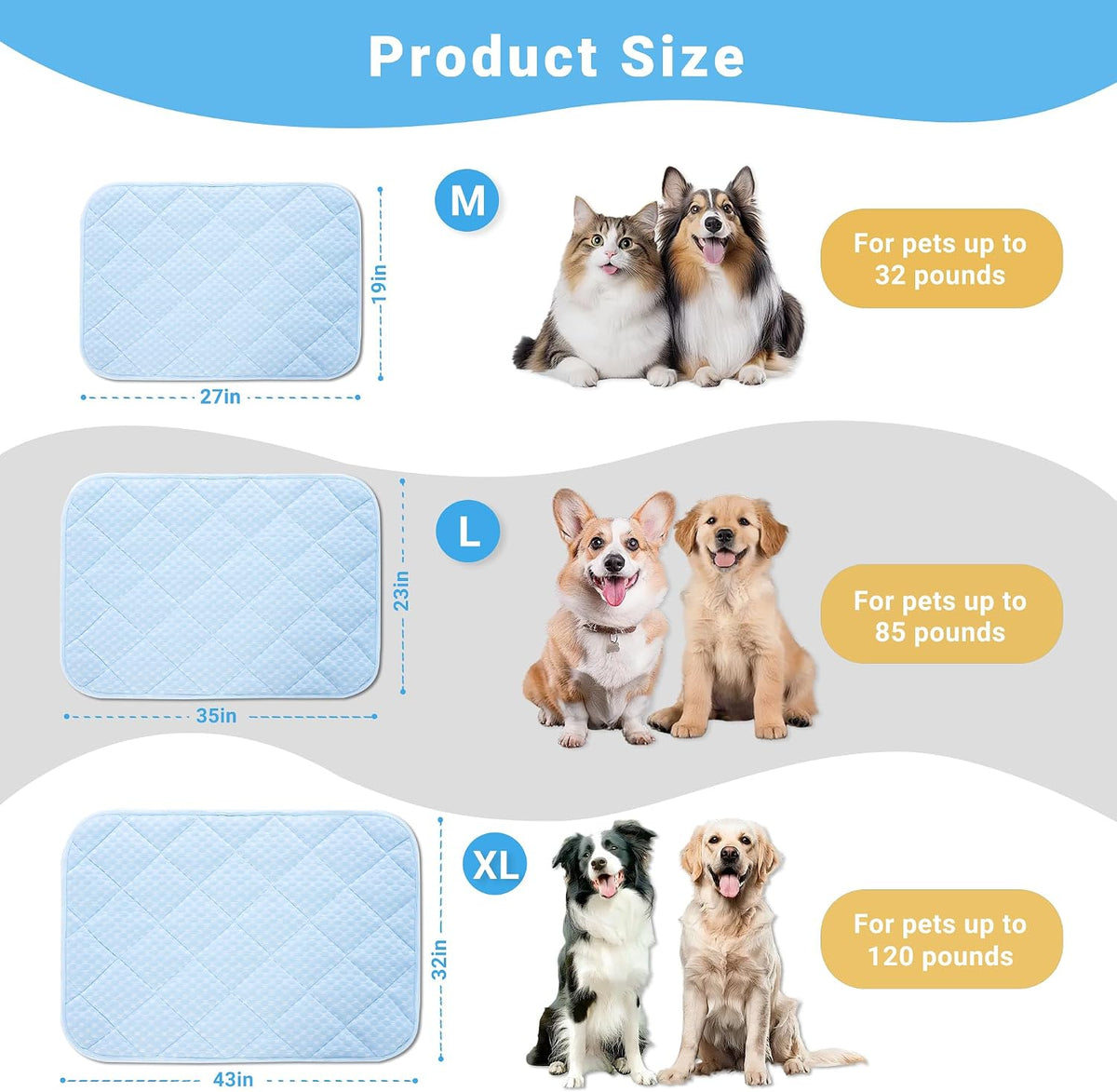 Cooling Mat for Dogs, 35"X23" Thick & Double-Sided Dog Cooling Mat, Self-Cooling Dog Bed with Arc-Chill Technology, Washable Portable Dog Cooling Mat for Couch, Crate & Car (Large - 35 * 23 In)
