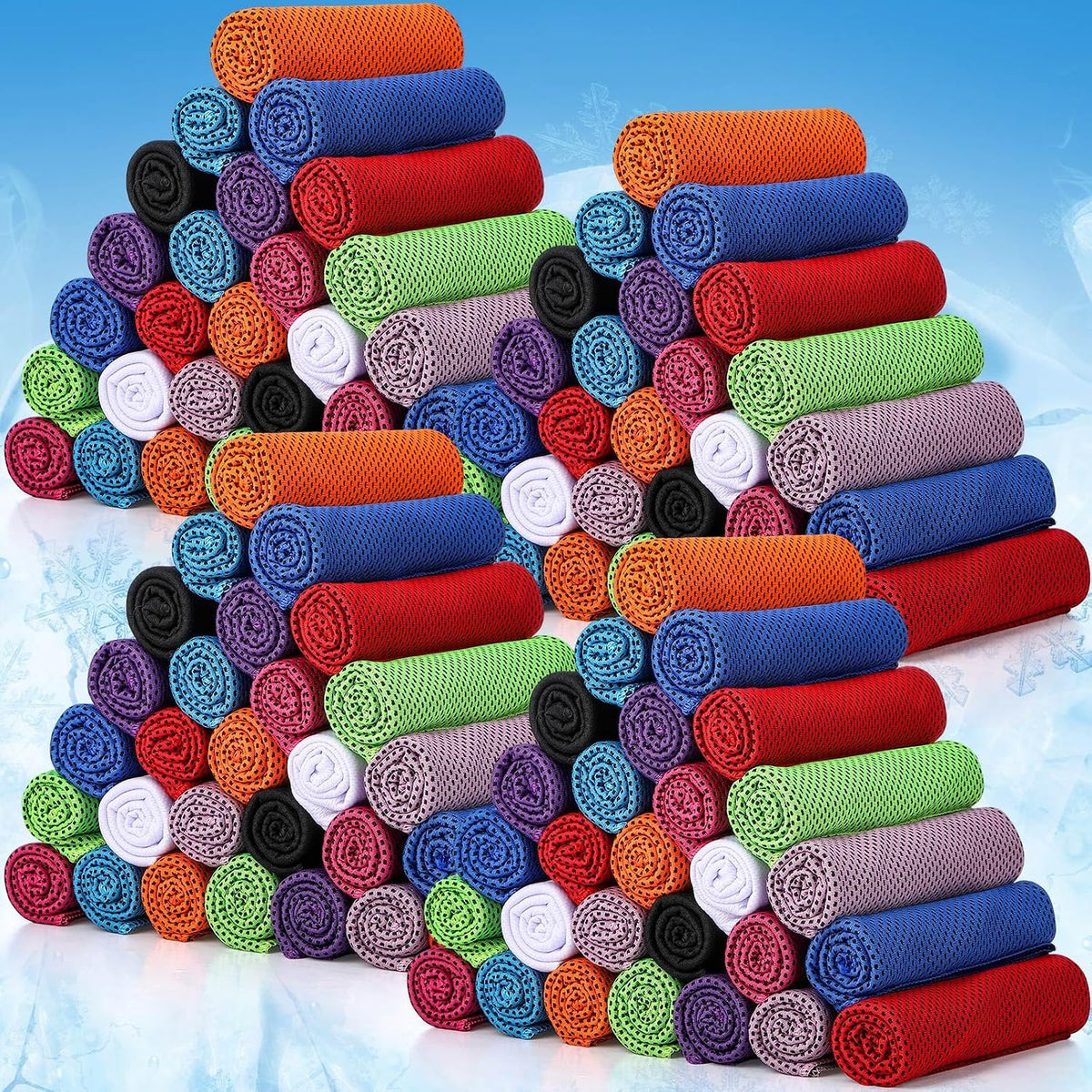 BBTO 400 Pcs Cooling Towel Bulk, Microfiber Chilly Rag, Multicolor
