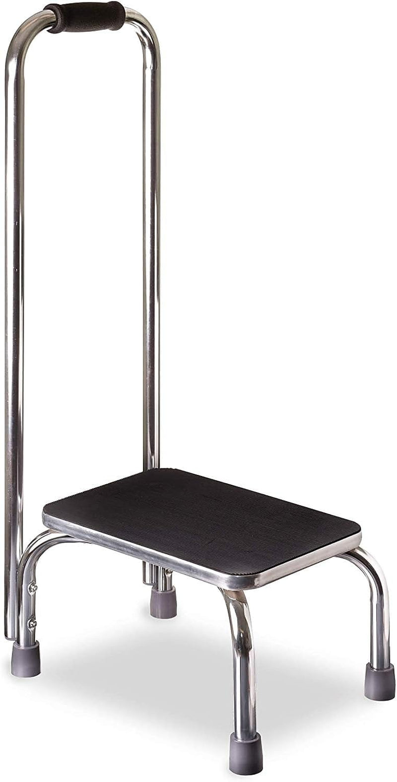 DMI Step Stool with Handle and Non Skid Rubber Platform, Lightweight and Sturdy Stool for Seniors, Adults and Children, Holds up to 300 Pounds with 9.5 Inch Step Up, 17.3"D X 12.3"W X 34"H, Chrome