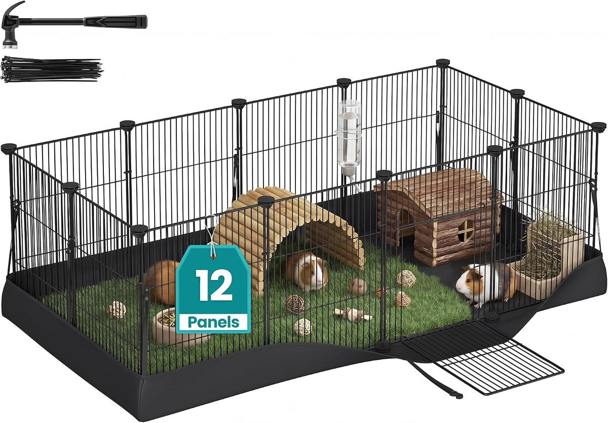 SONGMICS Guinea Pig Cage, Steel Wire Small Animal Enclosure