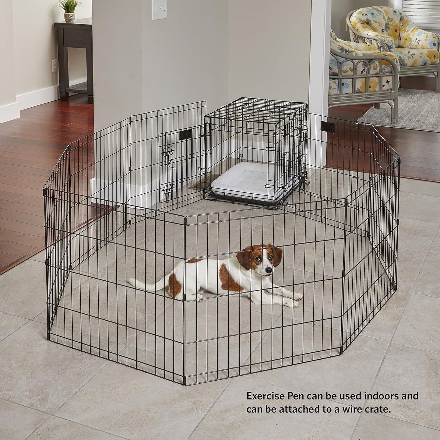 Midwest Homes for Pets 24-Inch Exercise Pen, for Indoor and Outdoor Use, 16 Sq Feet of Play, Folding Dog Pen, No Door Design for Maximum Security, Easy to Set Up, Foldable Dog Playpen