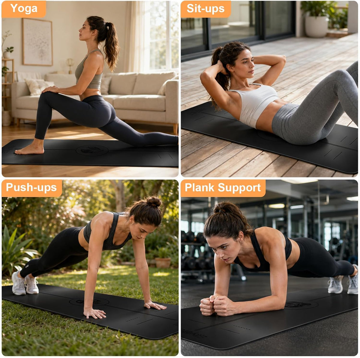 Yoga Mat - Non Slip Natural Rubber Yoga Mat, Alignment Lines, Ultimate Grip