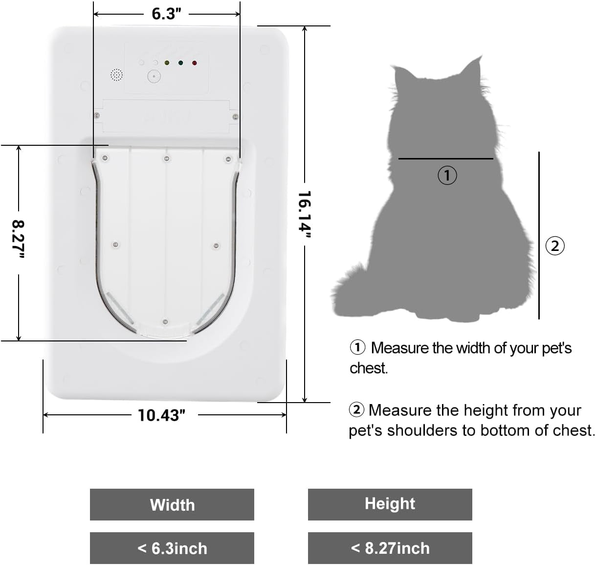 Smart Electronic Pet Door, Automatic Cat Dog Door with 3 Modes, Battery Powered Electronic Sensor Pet Door with 1 Sensing Key, Fit for Small/Medium Pets up to 35Lbs - Small Size