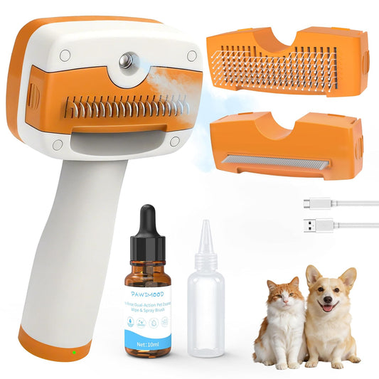 Cat Steam Brush,Self-Cleaning Deshedding Tool,5-In-1 Cool Mist, Shampoo*1