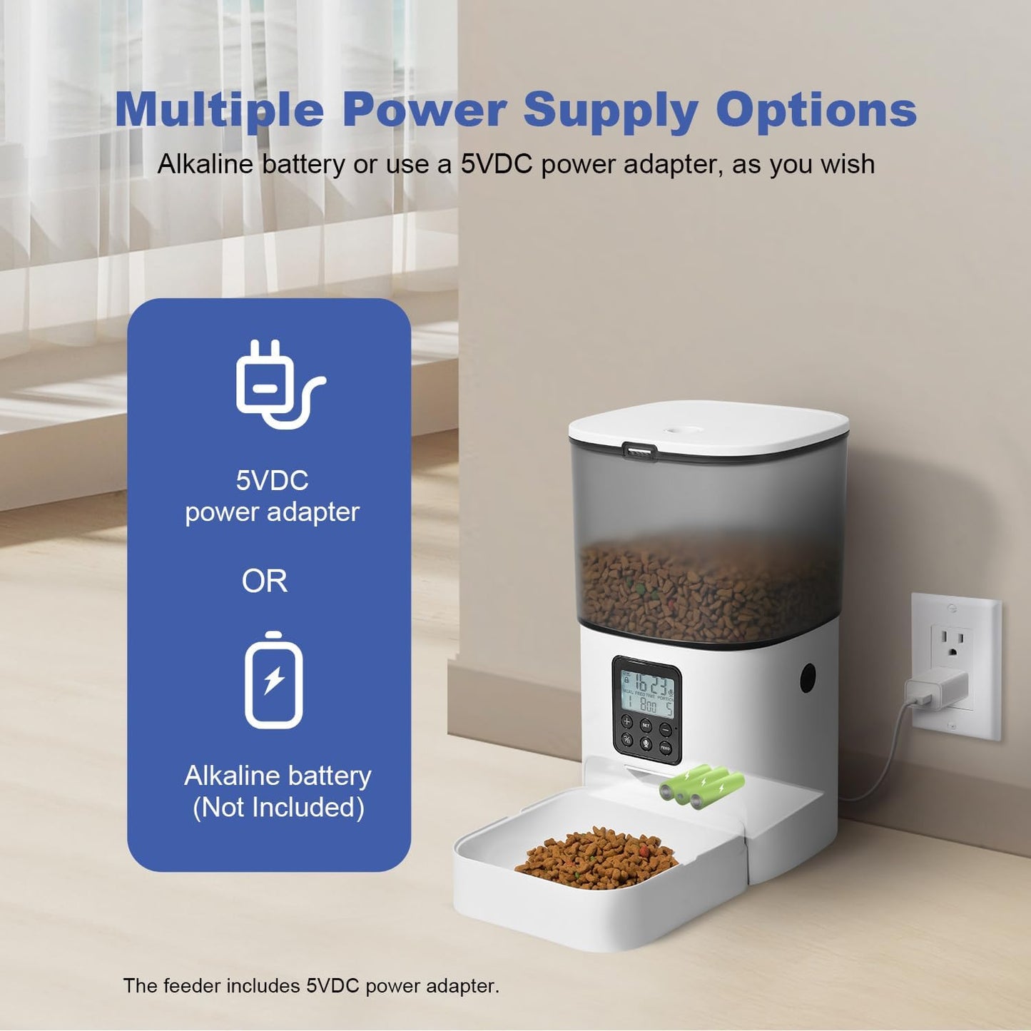 ANDOLL HOME Automatic Cat Feeder, 4L Cat Food Dispenser with 10S Voice Recorder, Pet Feeder up to 8 Meals per Day, Timed Dog Feeder with Dry Food Sealed Ring