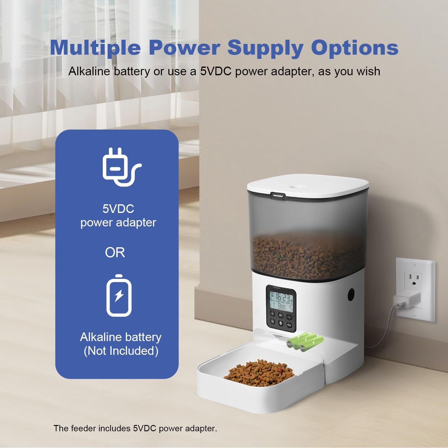 ANDOLL HOME Automatic Cat Feeder, 4L Cat Food Dispenser with 10S Voice Recorder, Pet Feeder up to 8 Meals per Day, Timed Dog Feeder with Dry Food Sealed Ring