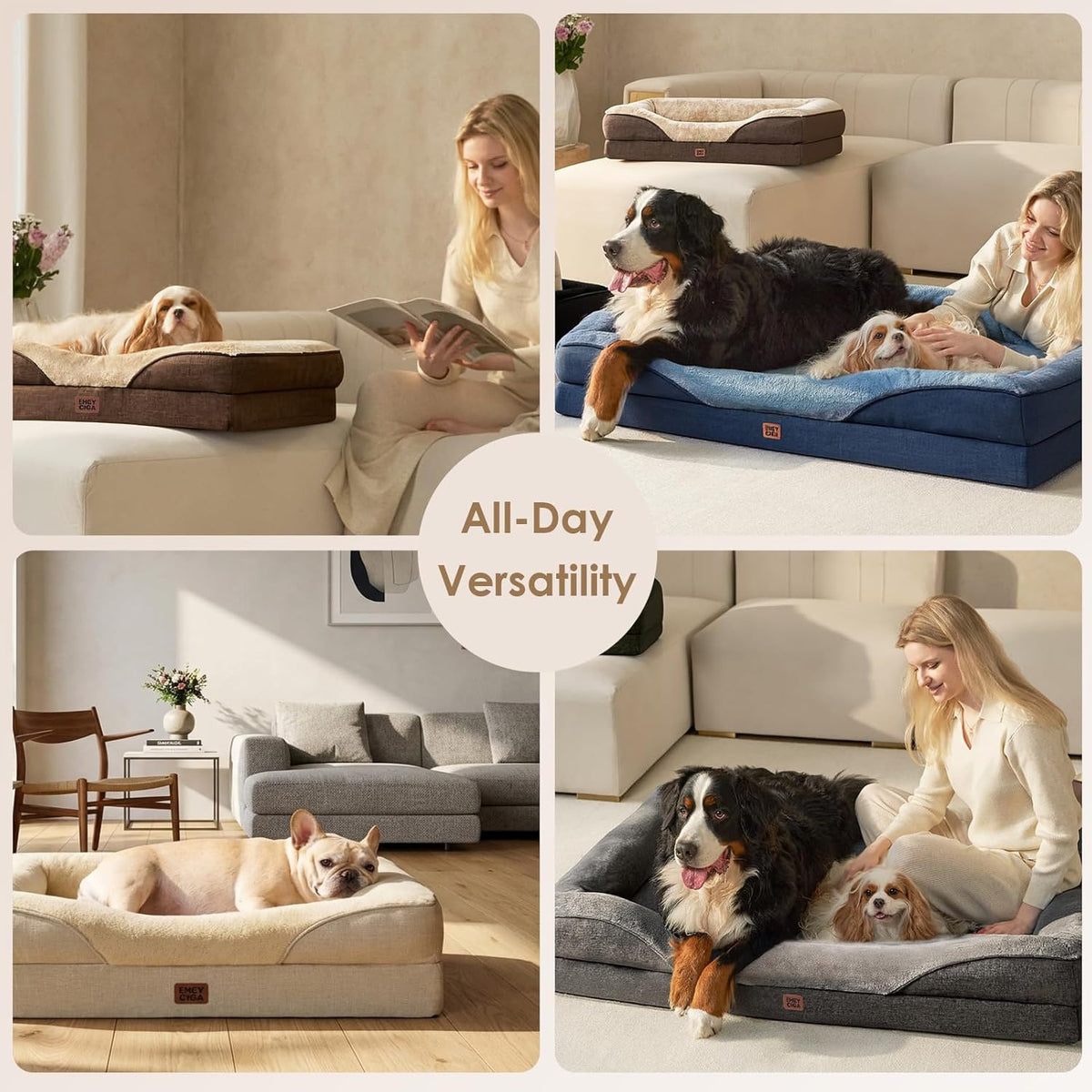 EHEYCIGA Orthopedic XL Dog Bed for Large Dog, Memory Foam Dog Couch, Grey