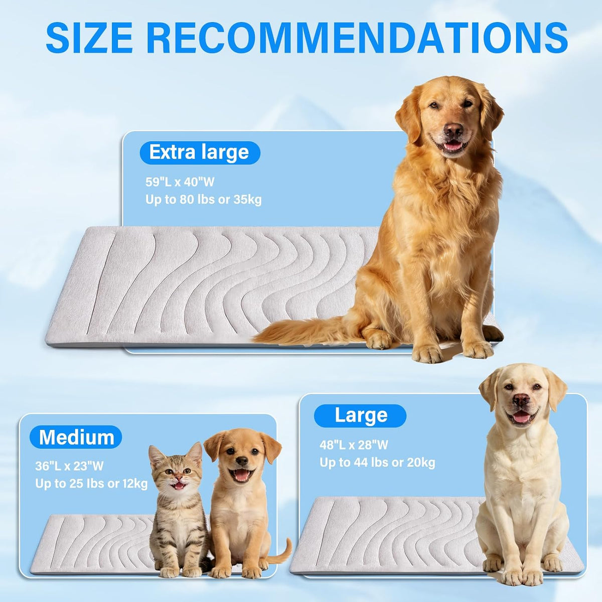 Dog Cooling Mat, 36"X23" Reversible Pad, Scratch-Resistant,Machine Washable