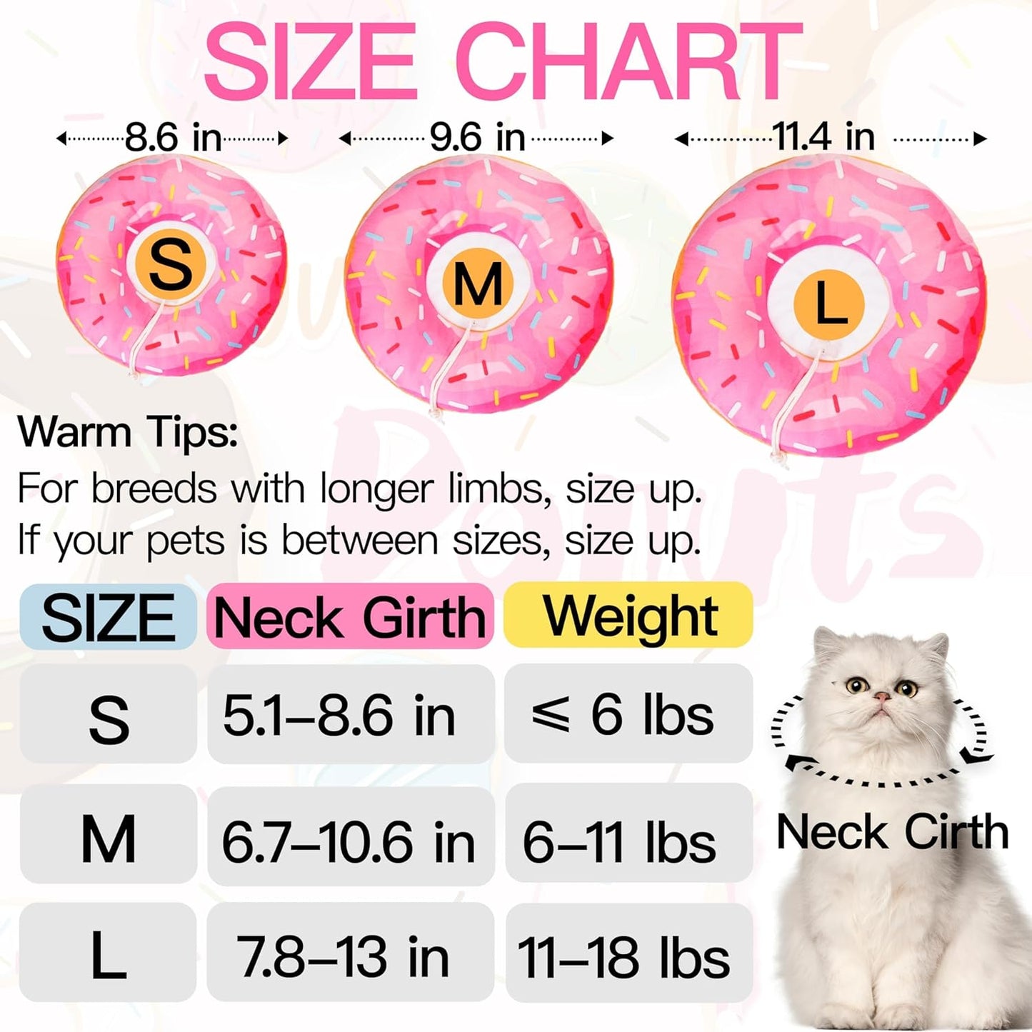 Cat Cone Collar Soft, Adjustable Cat Recovery Collars Spay Cones to Stop Licking, Cute Kittens Donut E Collar after Surgery, Anti-Lick Wound Healing Elizabetan Collars for Kittens (Pink, Small)