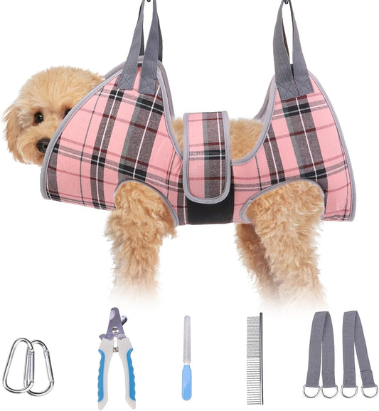BEAUTYZOO Dog Grooming Hammock for Small Dogs/Cats, Nail Trim Restraint, XS