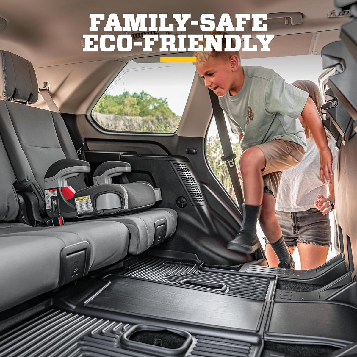 Husky Liners Weatherbeater Floor Mats | Fits 2017-2026 Ford F-250/F-350/F-450 Crew CAB with Factory Carpet & with Factory Underseat Storage ONLY | Front & 2Nd Row, 3-Pc Black - 94061