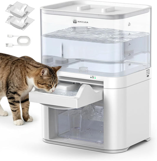 Cat Water Fountain, Wastewater Separation & No Filter Cotton, Pet Water Dispenser with 4000Mah 4L Large Capacity Tank, Wireless Automatic Water Fountains for Cats Indoor Cat Watering Supplies