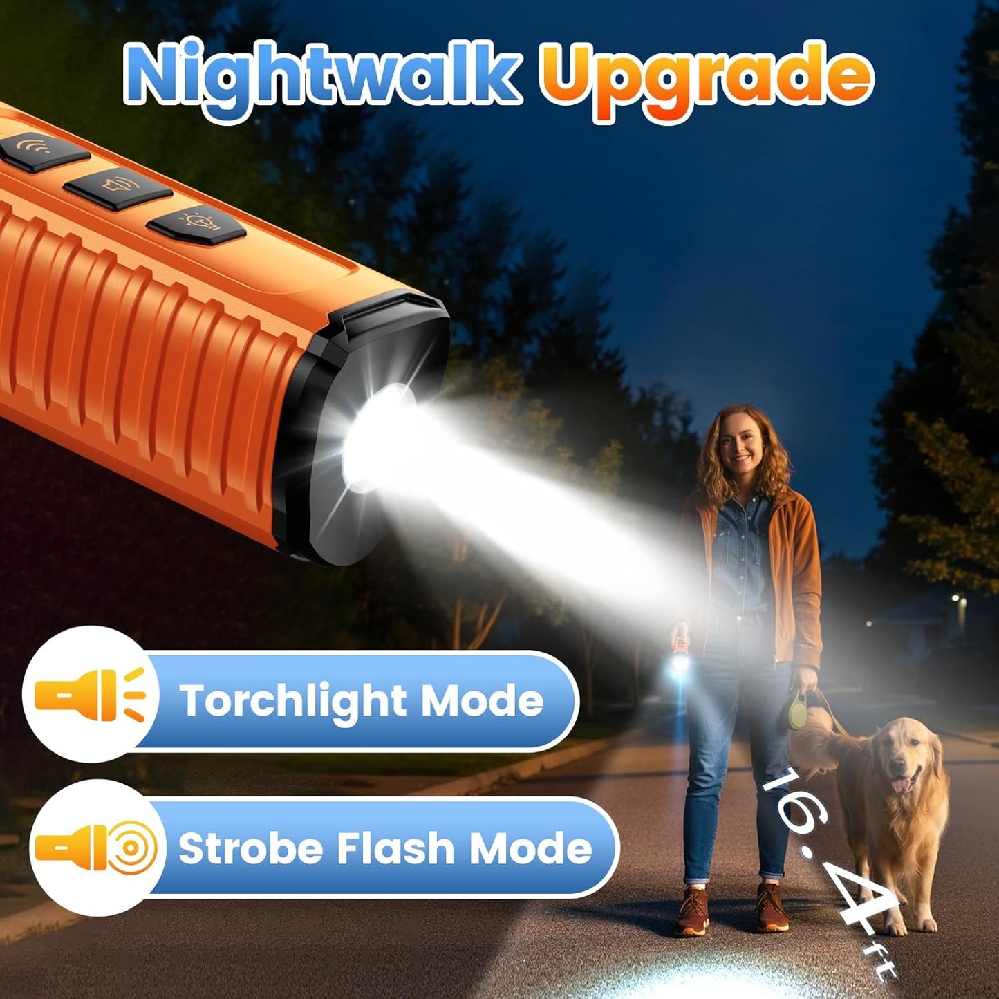 Cbersmg 3X Ultrasonic to Stop Barking Neighbors Dog, Portable anti Barking Device Dog Bark Deterrent Device 50Ft Range 5 Modes, Flashlight & Beep Safe & Effective for Small, Medium & Large Dogs