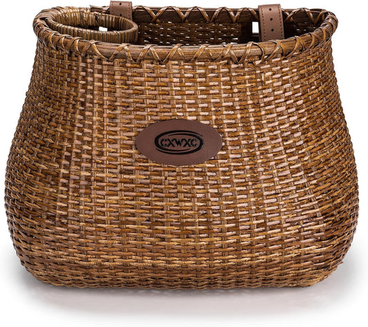 CXWXC Bike Basket - Handmade Rattan Bike Baskets for Girls Women