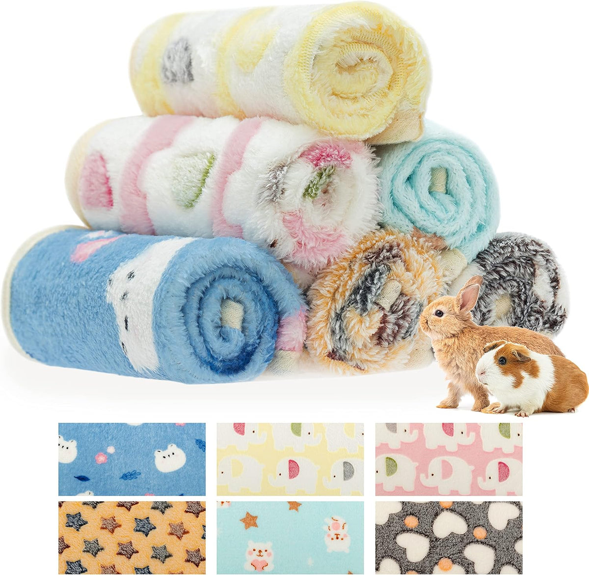 CUSOZWO Guinea Pig Bedding Mat 6 Pack, Soft Fleece Small Pet Blankets