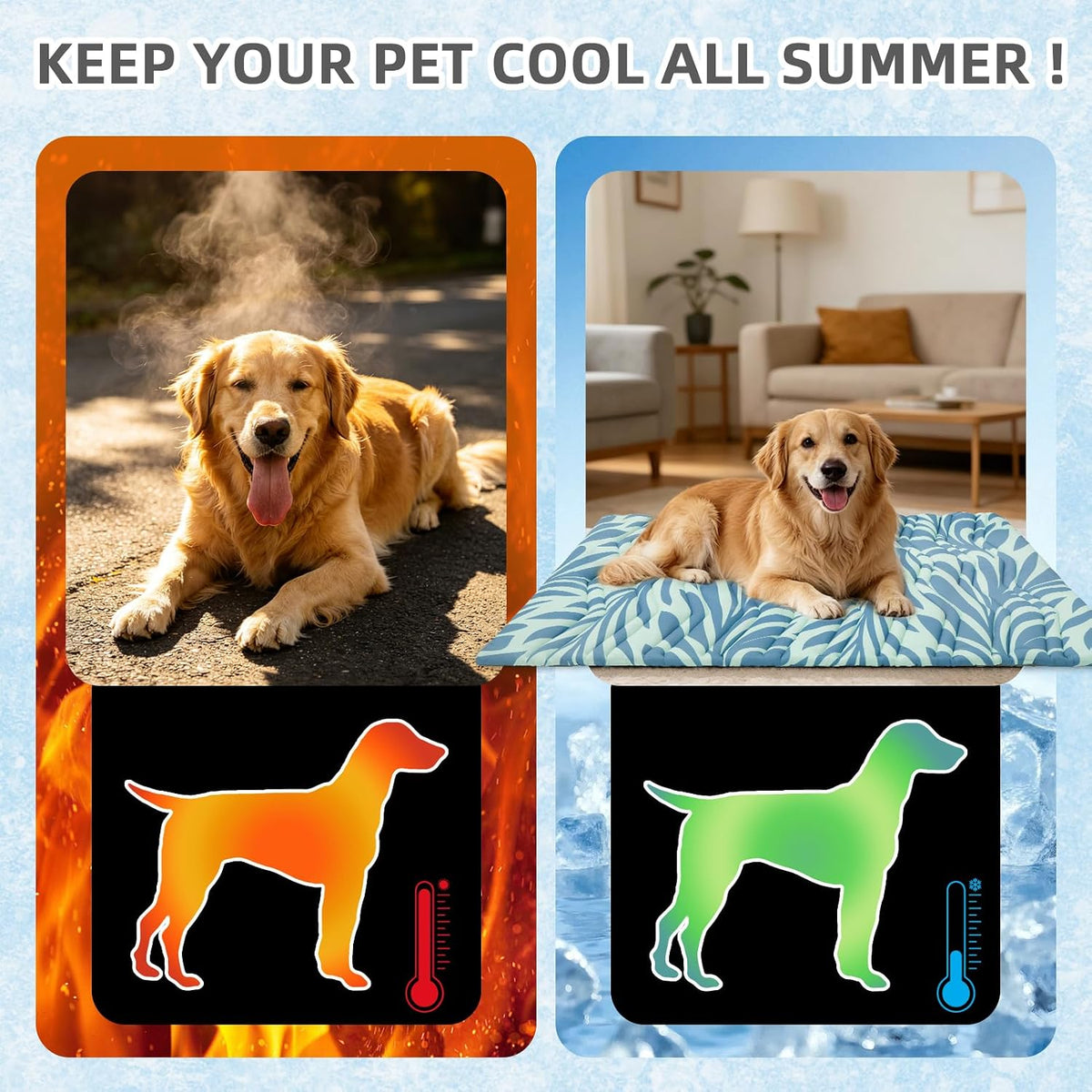 Dog Cooling Mat Extra Large, Q-Max>0.5 Double-Sided Thickened Breathable Cooling Pet Pad for Dogs Cats, 48*28In Washable&Portable Outdoor Dog Bed Kennel Waterproof Bottom for Sofa Crate Playpen Indoor