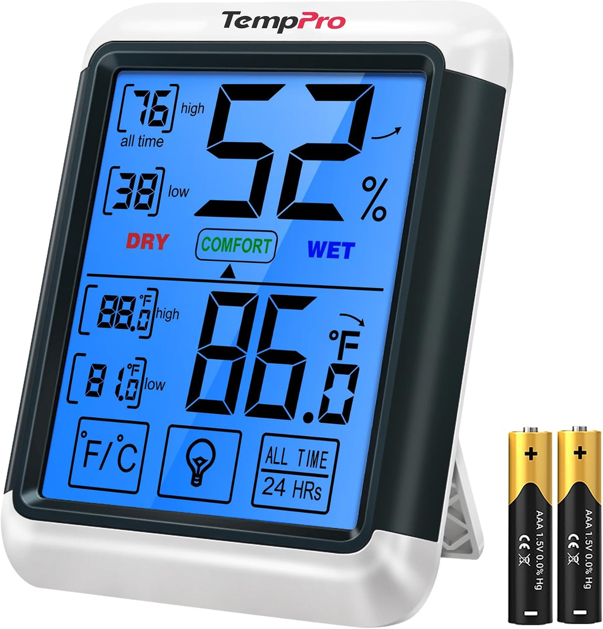 Temppro Tempair Digital Indoor Hygrometer Thermometer with Touchscreen