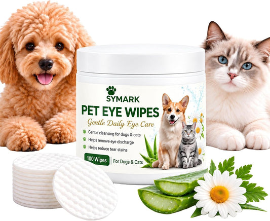 Dog Eye Wipes, 100 Count, Tear Stain Remover for Dogs & Cats