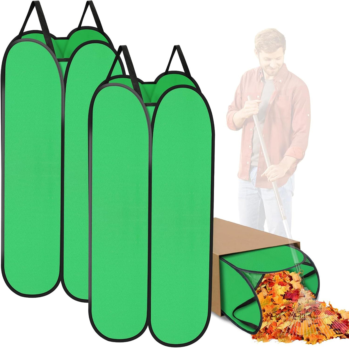 2 Pack Leaf Bag Holder, Pop up Leaf Bag Chute for Easy Leaves Collecting