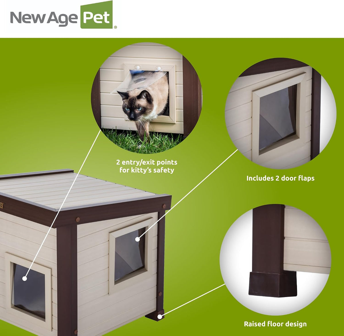 New Age Pet® ECOFLEX® Albany Outdoor Cat House, Maple/Brown
