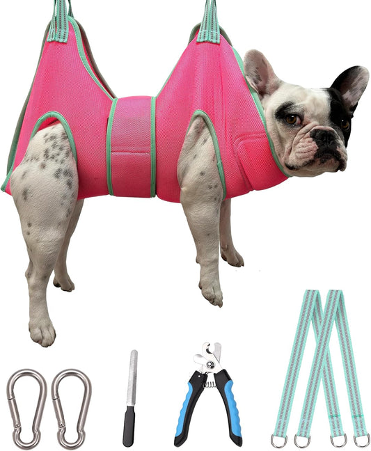 Kkiimatt Dog Grooming Hammock, Medium Hanging Harness Holder Hanger for Nail Clipping,Nail Trimming Hammock,Dog Sling Restraint with Thick Fabric Neck Support for Claw Care