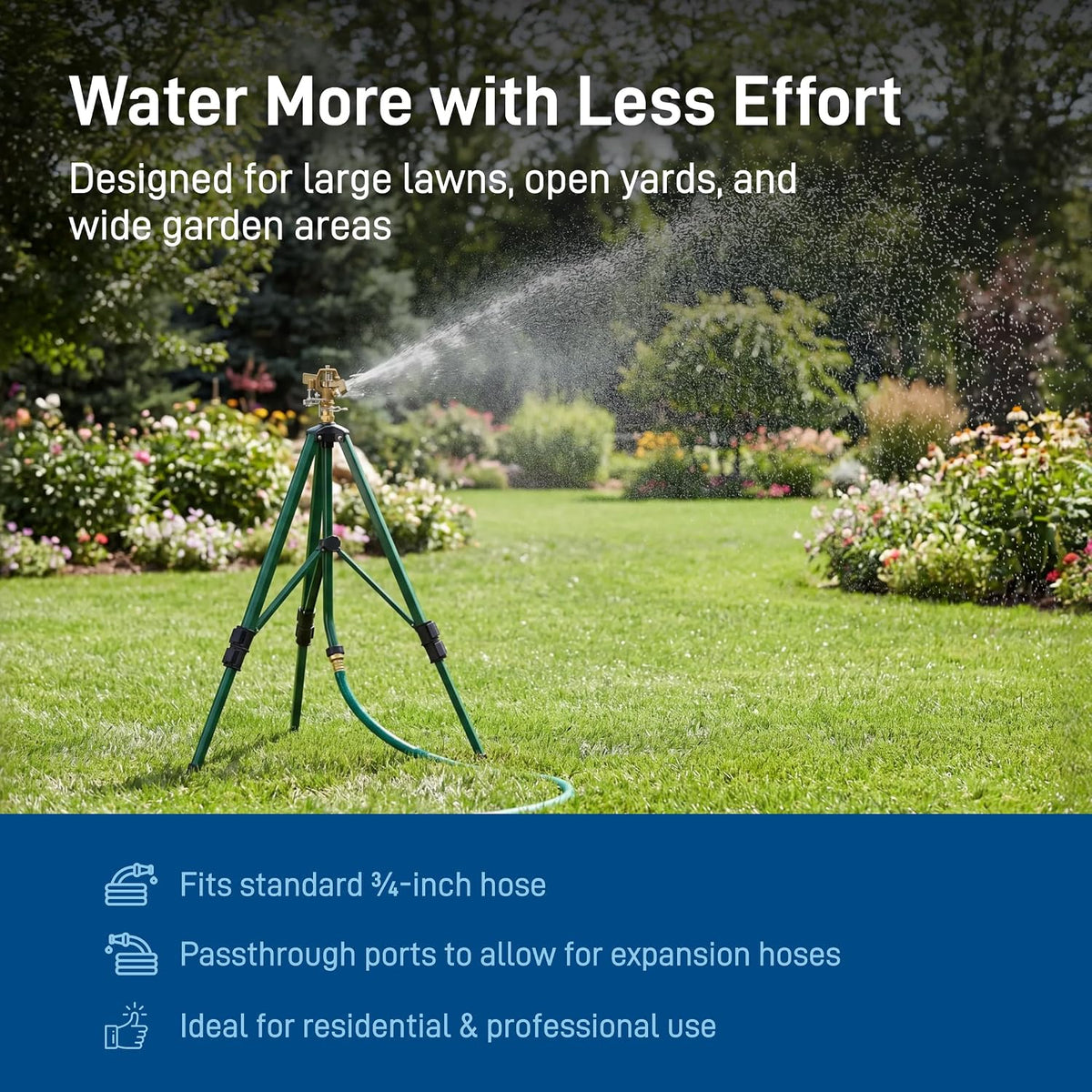 Orbit Tripod Brass Impact Sprinkler, Adjustable Height - 58308