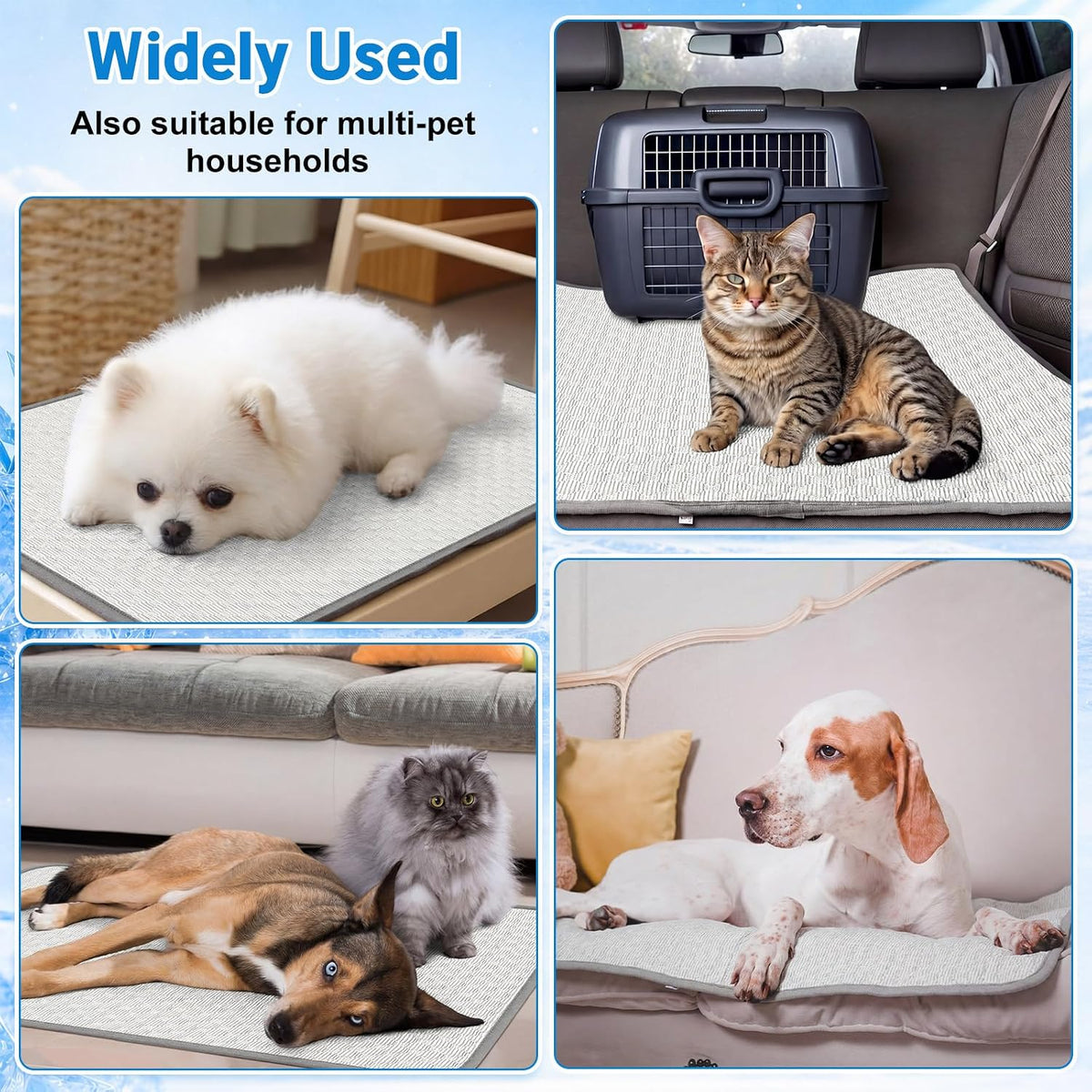 2 Pack Dog Cooling Mat Washable Self Cooling Pet Pad for Cats Dogs, Ice Silk Cold Kennel Crate Mat with Chill Fiber for Summer Indoor Outdoor Pet Sleeping (59 X 39 Inches,Extra Large)
