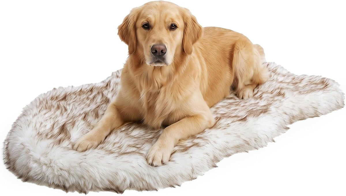 Threehoney Faux Fur Dog Bed, Large Orthopedic Memory Foam Rug, 50" X 30"