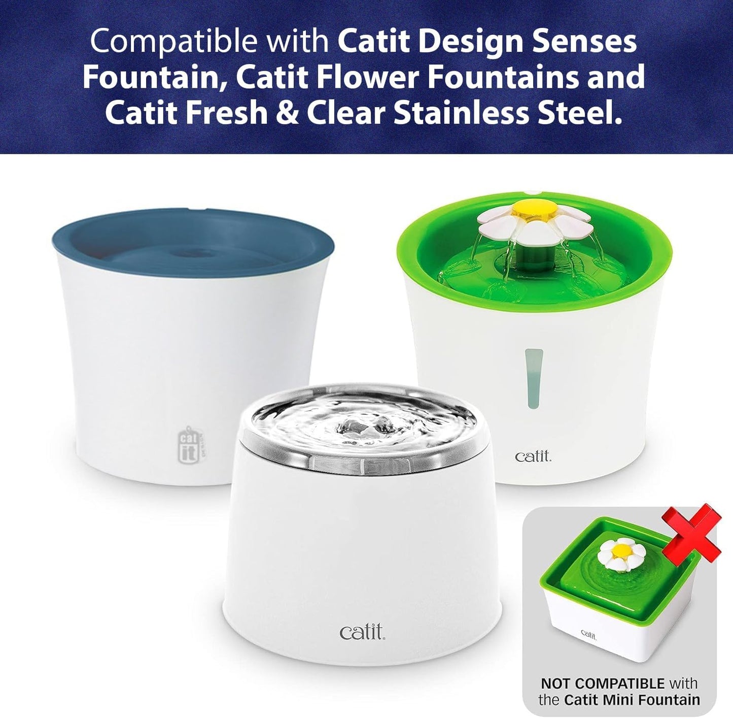 PET Standard Filters for Catit Design Senses Fountains and Catit Flower Fountains, Pack of 6