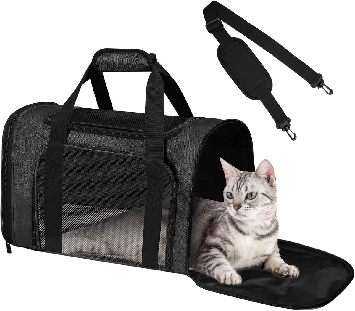 Large Cat Carrier Soft up to 28 Lbs, Breathable Pet Bag with Steel Frame