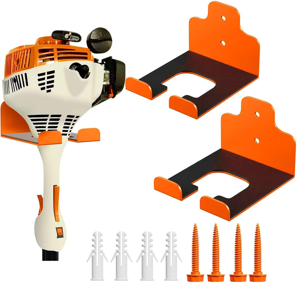 JNIHEEP Garage Organizer Trimmer Rack,Garden Power Tool Hanger,2Pack,Orange