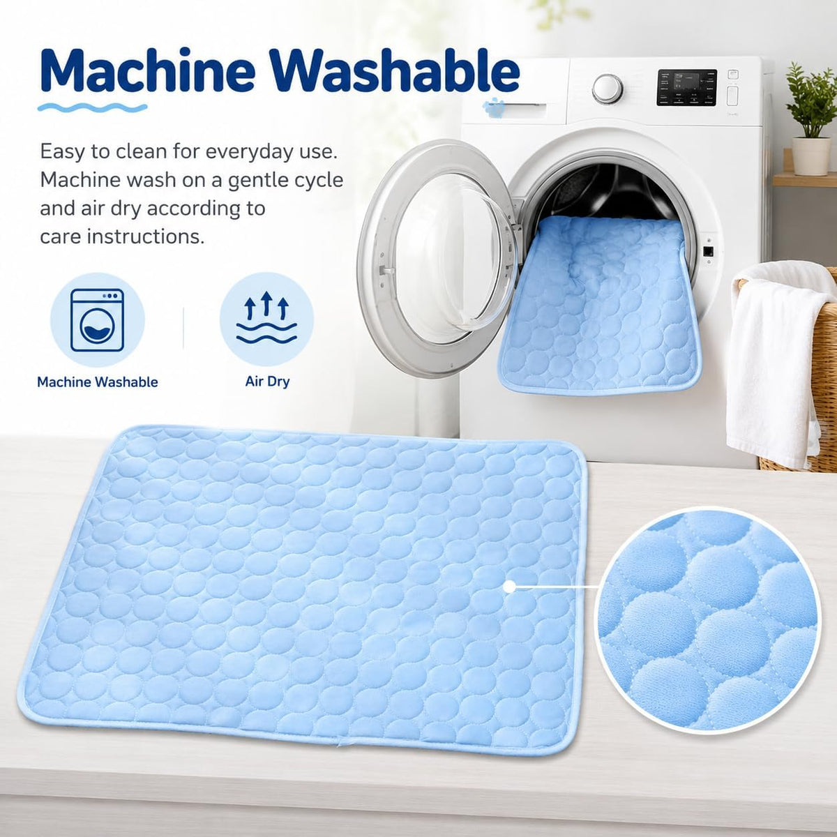 Pet Cooling Mat for Cats, Dogs and Small Pets, Breathable Ice Silk Cooling Pad, Gel-Free Washable Foldable Pet Bed Mat for Crate, Sofa, Carrier and Floor 20" X 16"
