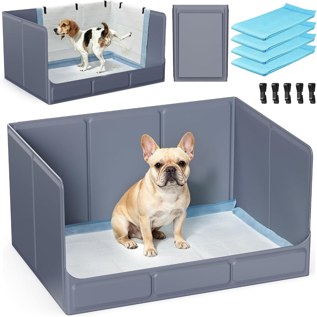 Foldable Dog Litter Box, Waterproof Dog Pee Pad Holder, Dog Potty Tray