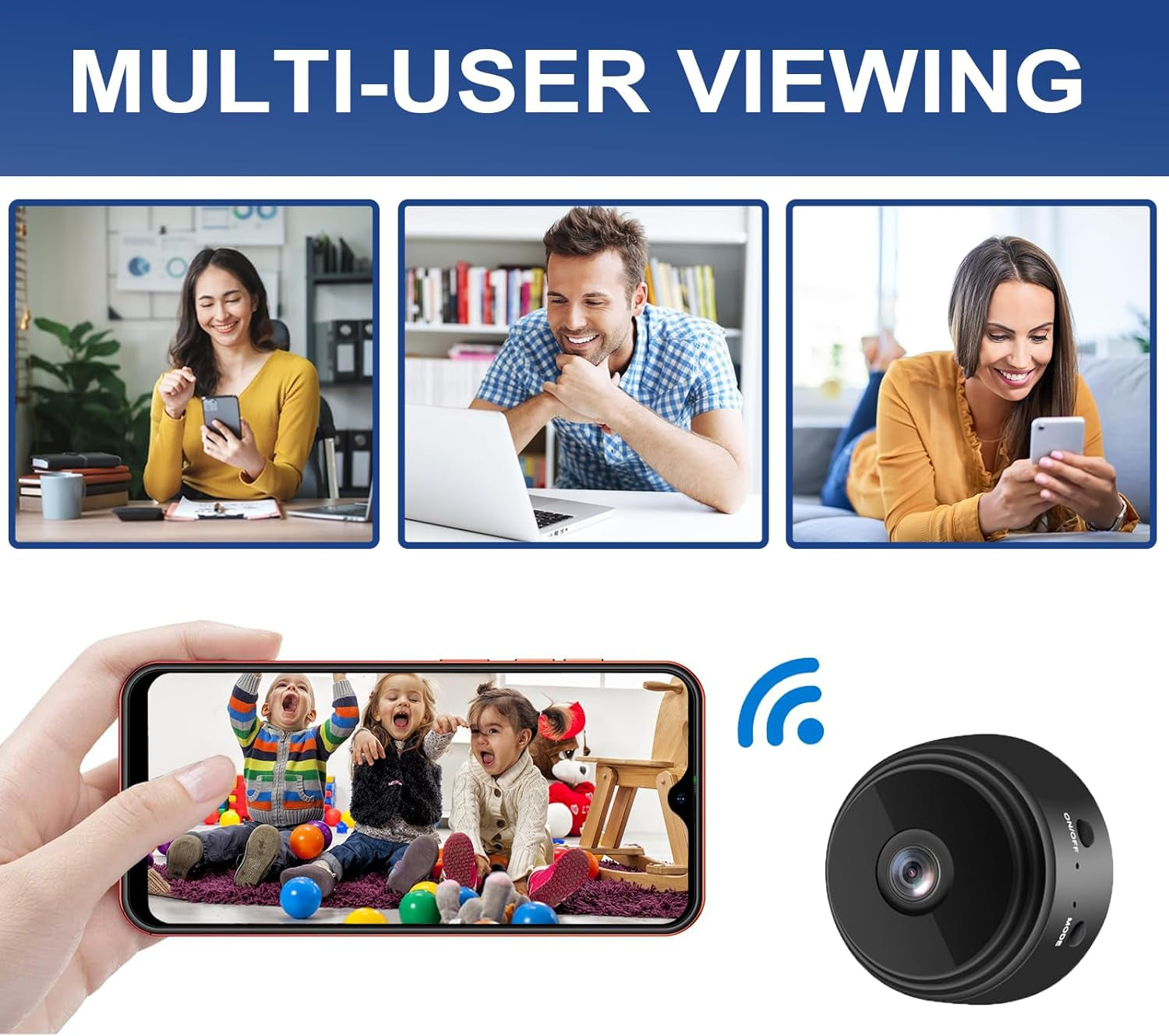 Senri 3 Pack Mini Security Camera, 1080P HD Wifi Home Indoor Outdoor Camera for Baby/Pet/Nanny, IP Camera Remote Viewing for Security with Ios,Android Phone App(Video Only)