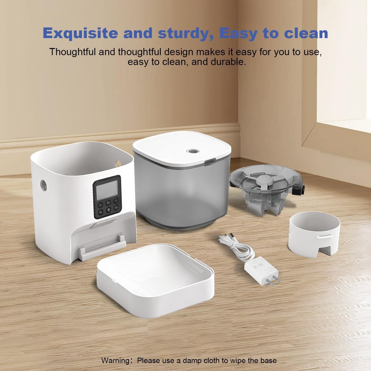 ANDOLL HOME Automatic Cat Feeder, 4L Cat Food Dispenser with 10S Voice Recorder, Pet Feeder up to 8 Meals per Day, Timed Dog Feeder with Dry Food Sealed Ring