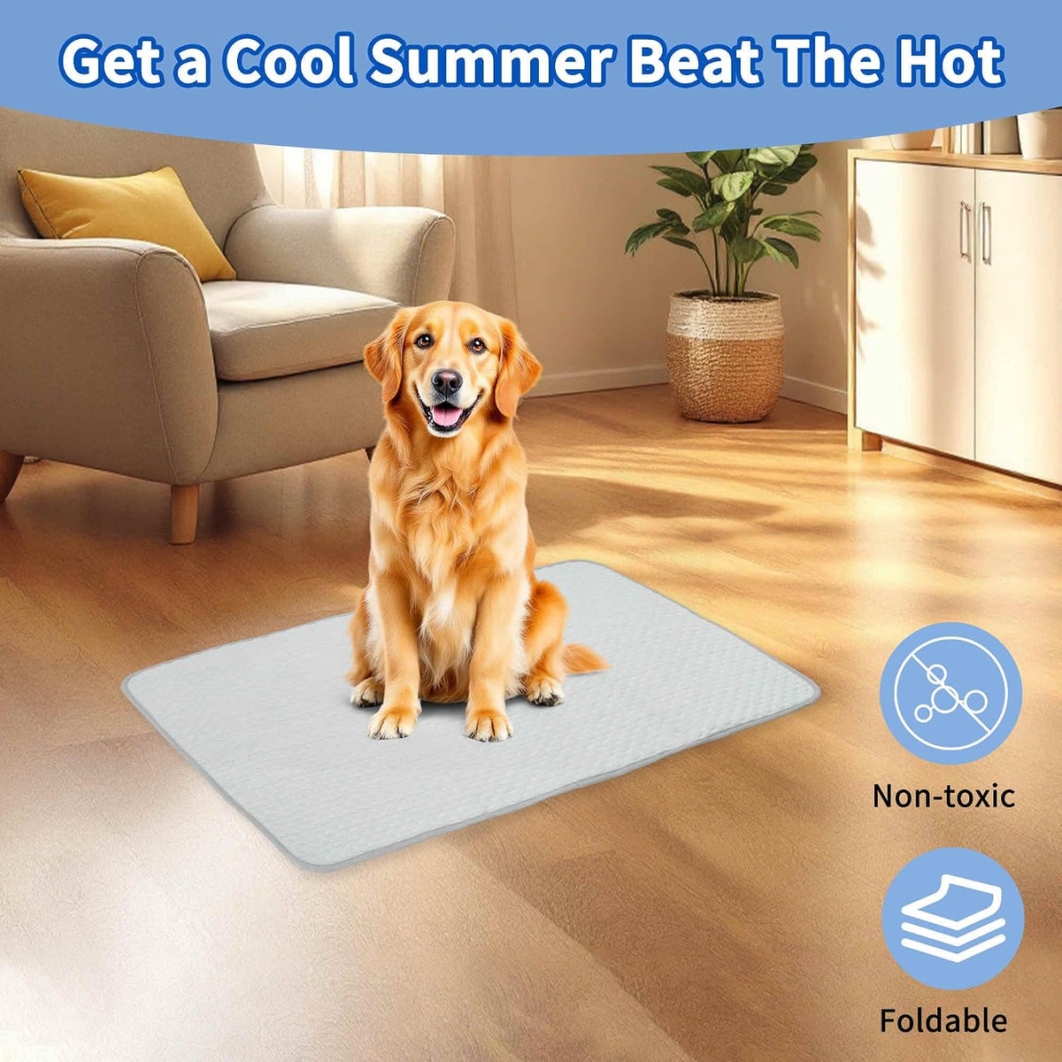 Dog Cooling Mat, Portable Pets Cool Mat, Durable Machine Washable Pets Pad, X-Large, Grey