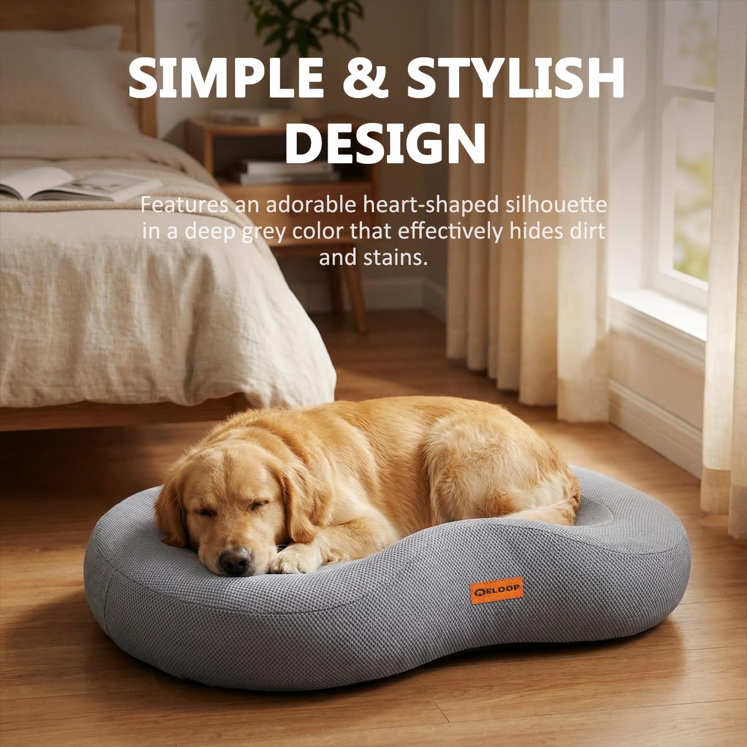 Orthopedic Memory Foam Dog Bed, Large Waterproof Pet Sofa with Sides & Removable Washable Cover, Non-Slip Bottom Supportive Couch for Large Dogs, Gray