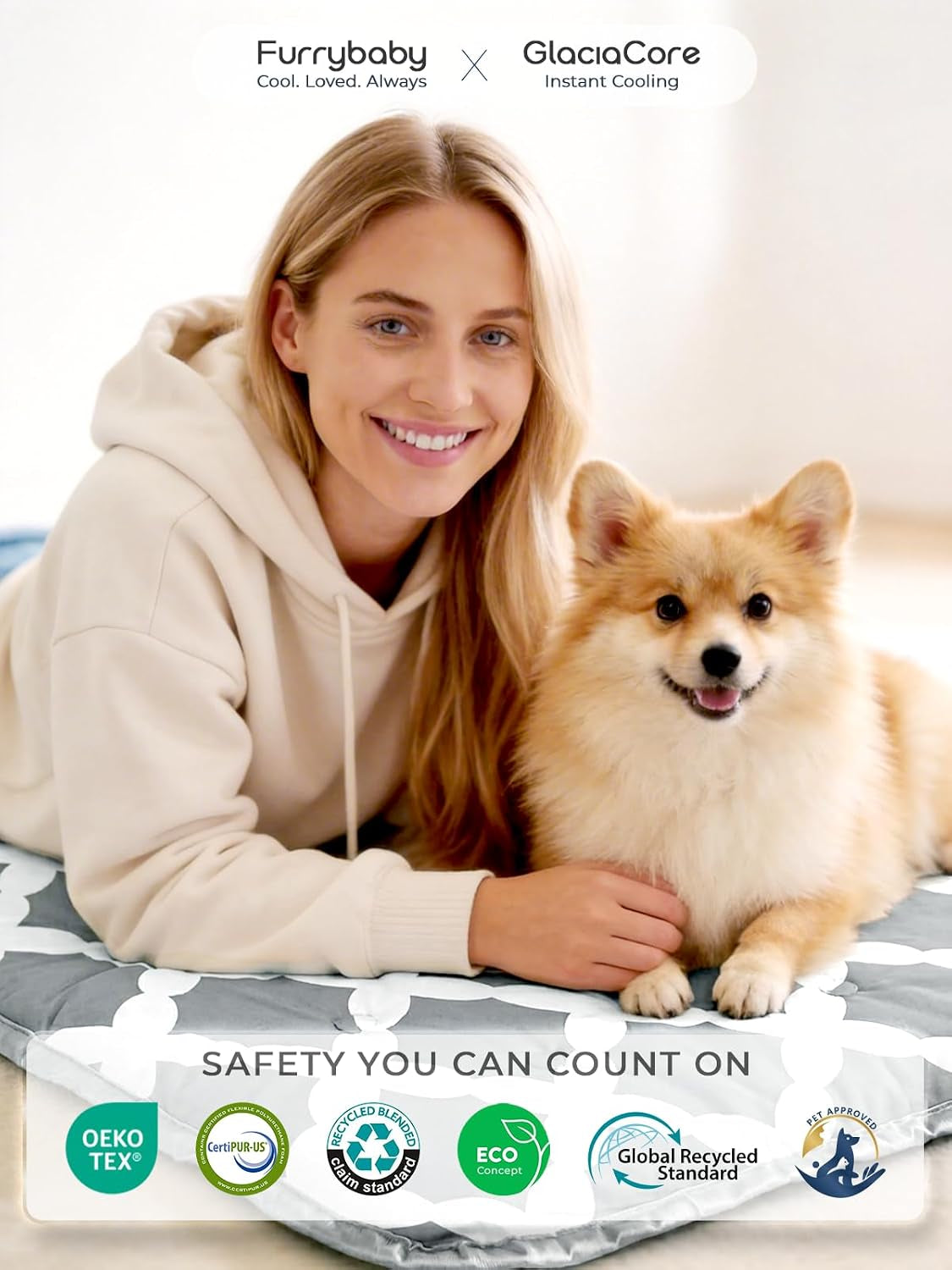 Furrybaby Cooling Mat for Dogs,Stylish Patterns,Self Cooling Indoor Outdoor