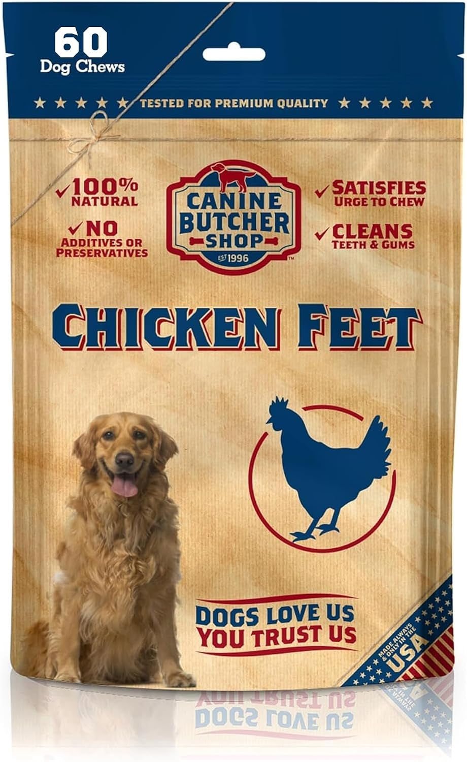 Chicken Feet for Dogs, All-Natural Dog Treats, 60 Ct