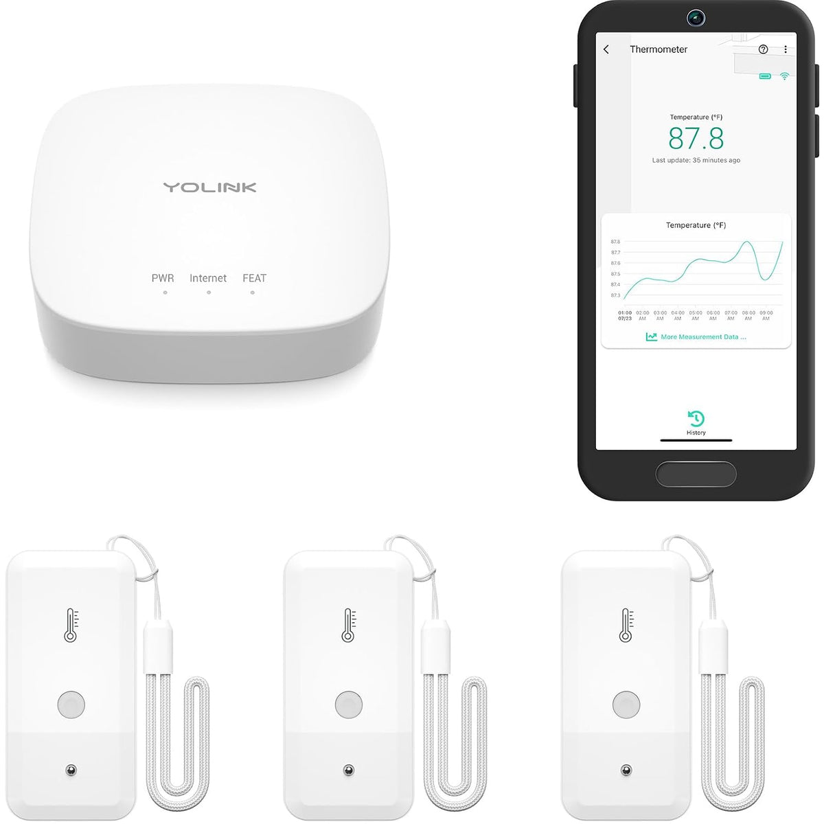 Yolink Freezer Temperature Sensor Kit: 3-Pack + Hub