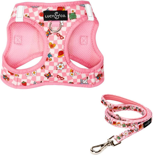 Lucy & Co. Cutie Patootie Step-In Cat Harness & Leash Bundle – Reflective, Breathable & Adjustable Harness for Cats, Kittens & Small Dogs, Lightweight & Secure and Dual Leash Clips
