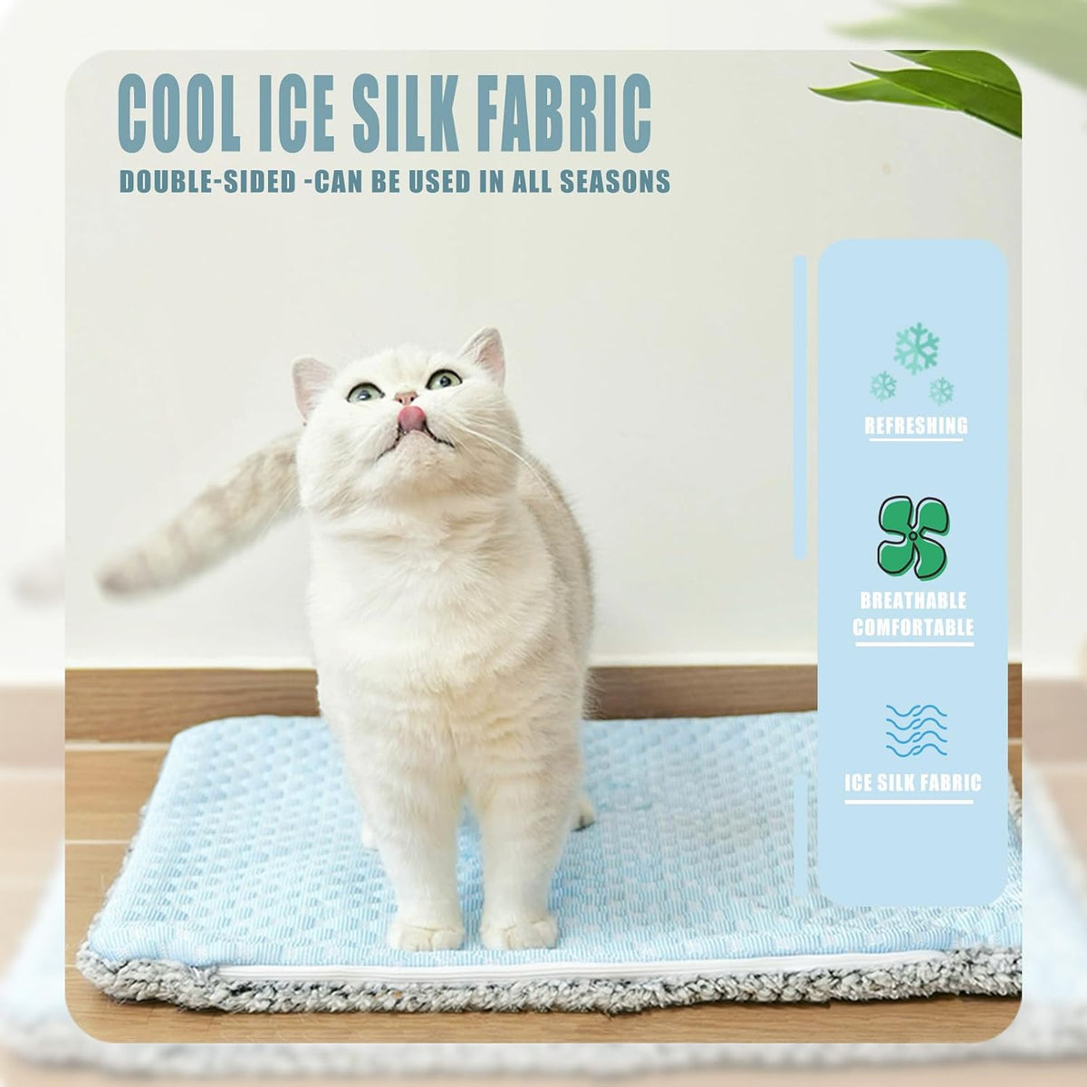 Two Uses'Cat Mat,Cooling&Self Warming Cat Mat.18 * 24In-Cooling Cat Pad.Hot/Cold Mat for Pets.Cats Self Heating Pad.Dogs and Cats with Ice Gel Bag,Temperature Lock Design,Machine Washable