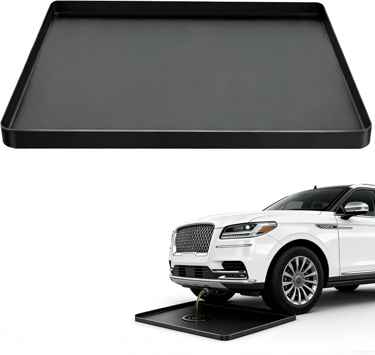 Oil Drip Pan for under Car, 27" X 27" Silicone Oil Spill Drip Mat -Black