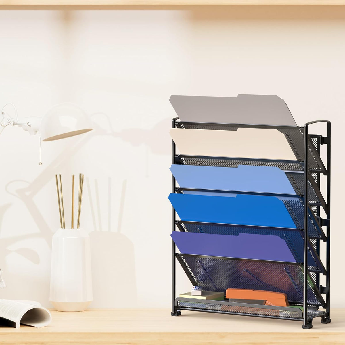 Simple Houseware 6-Tier Wall Mount Document Letter Tray Organizer, Black