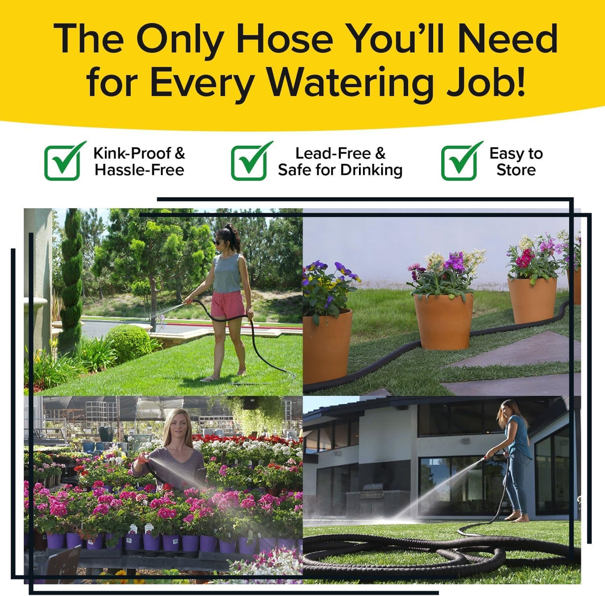 Pocket Hose 50 FT Silver Bullet 2.0 Hose, Turbo Shot Nozzle, Kink-Free