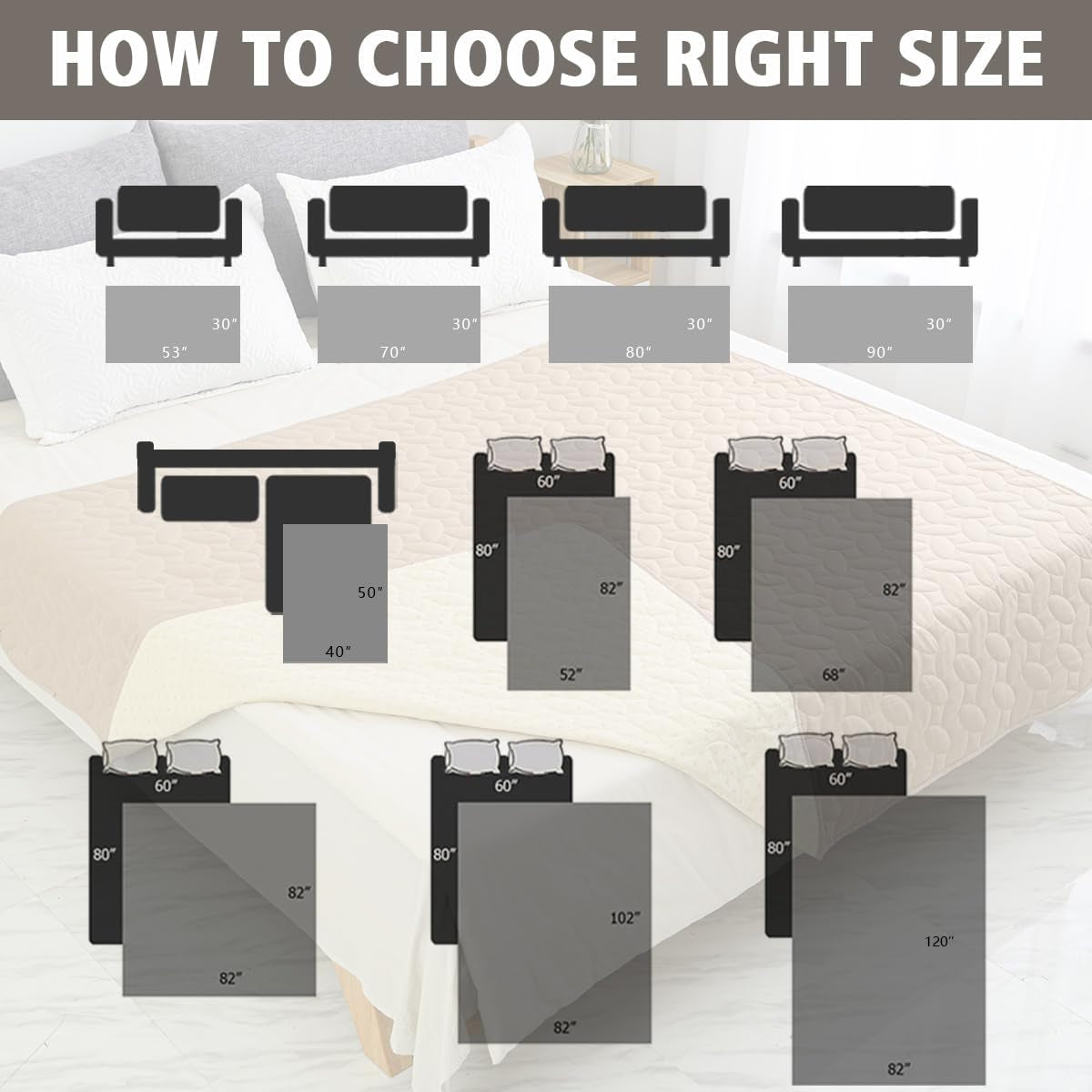 Ameritex Pet Bed Cover Dog Bed Blanket for Sofa and Furniture Waterproof New Pattern Design (30X70 Inch, Dark Grey)