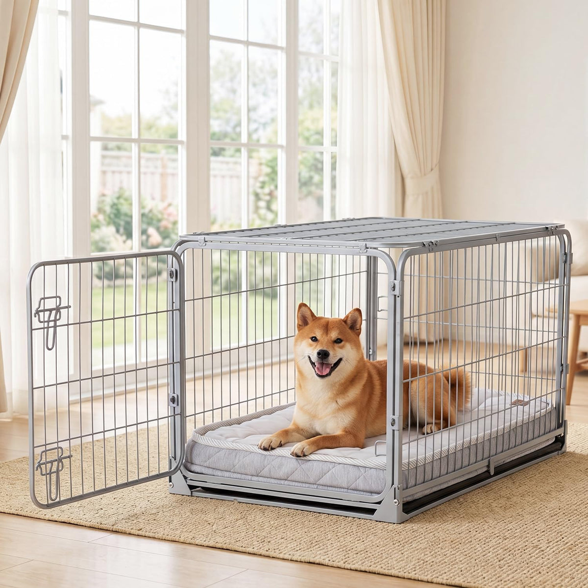 ZOMISIA Q-Max 0.5 Orthopedic Cooling Dog Bed for Crate, Reversible Warm & Cooling Dog Mattress for All Season 3" Thick Egg Crate Foam Pet Bed with Detachable Non-Slip Bottom, Waterproof Cover