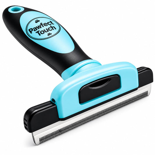 Dog Deshedding Brush & Undercoat Rake for Double-Coated & Medium/Long-Haired Dogs & Cats