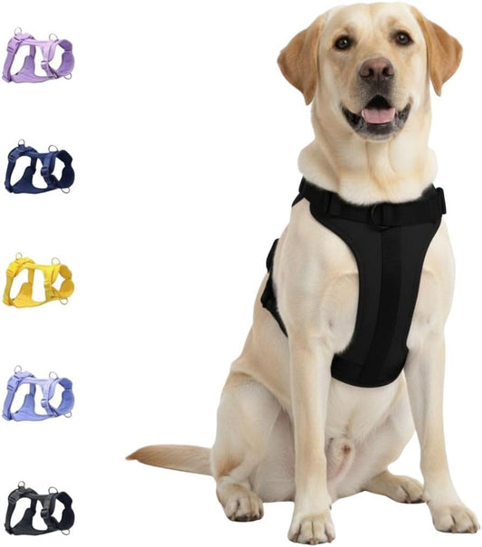 Dog Harness - No Pull Adjustable Front Clip Vest with Soft Padding, 3Leash Clips, and No-Choke Oxford Design Comfort for Small, Medium, and Large Dogs (Black, Large (Neck:20"-25" Chest 28"-41"))