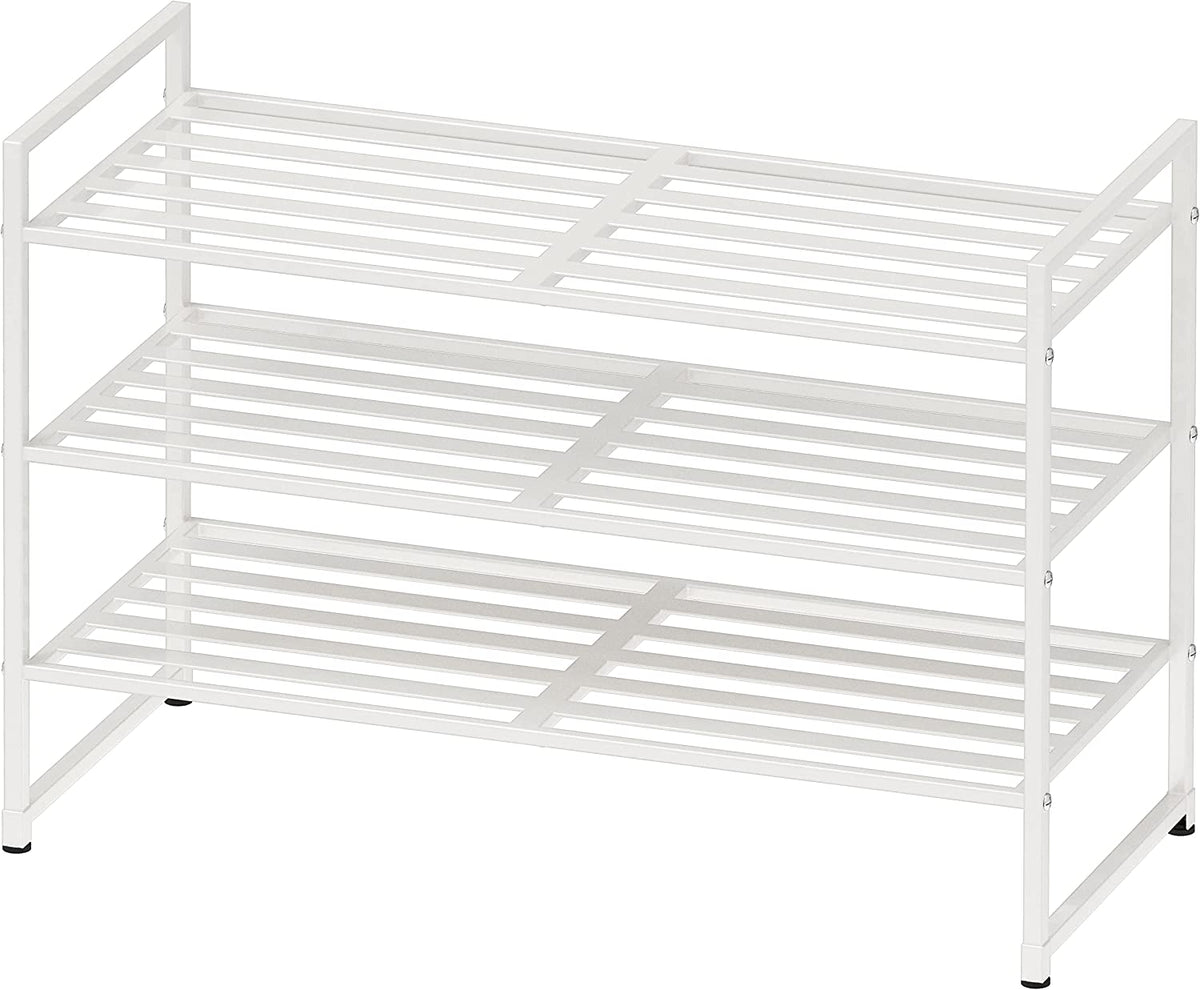Simple Houseware 3-Tier Stackable Metal Panel Shoe Rack, White